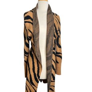 Leith Brown & Black Animal Print Open Front Cardigan